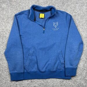 Prince Fox Graphic Mock Neck Pullover Sweater Mens XL Blue 1/4 Zip